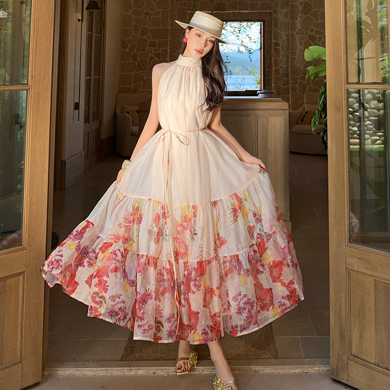 France style dress sleeveless long dress for women