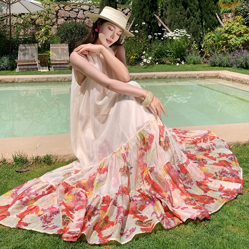 France style dress sleeveless long dress for women