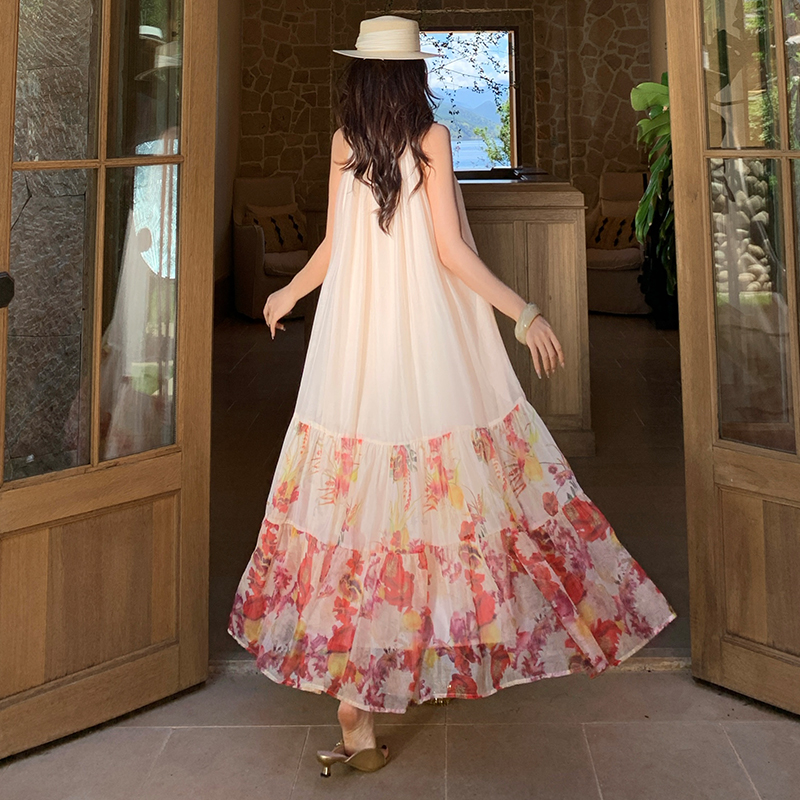 France style dress sleeveless long dress for women