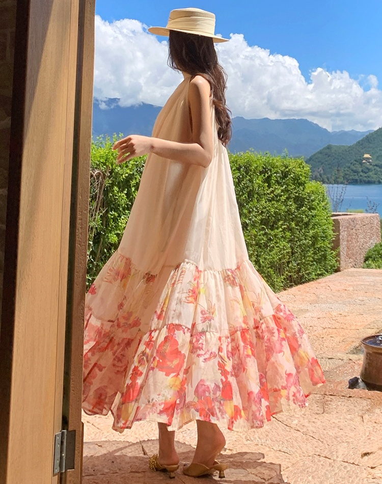 France style dress sleeveless long dress for women