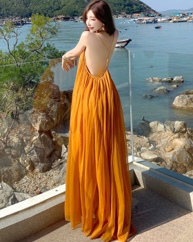 Yellow seaside dress long long dress for women