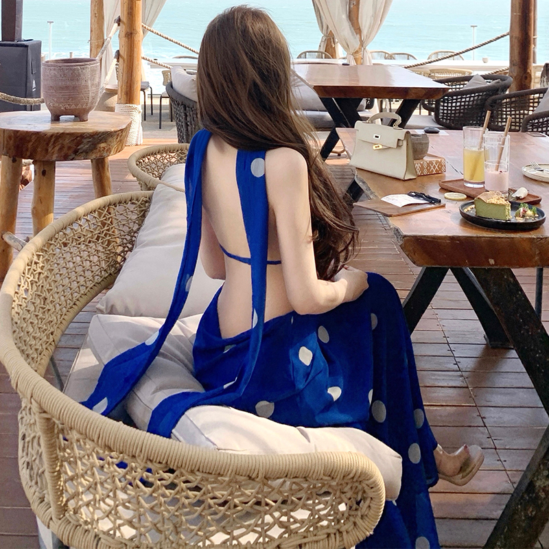 Big sexy spicegirl evening dress polka dot halter dress