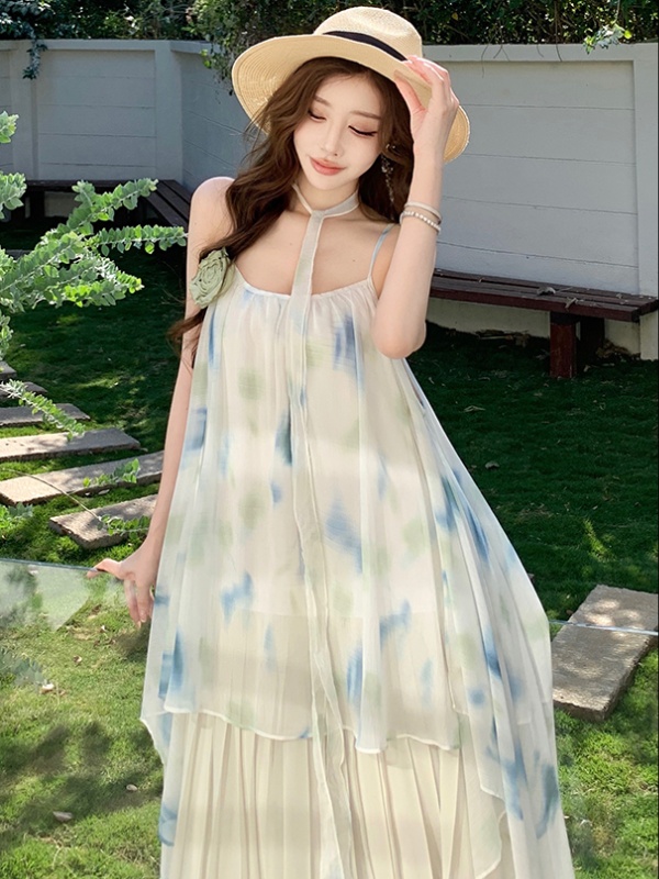 Vacation sandy beach summer dress seaside sling long dress
