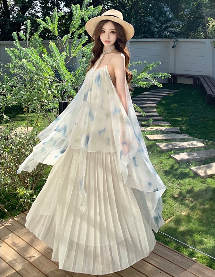 Vacation sandy beach summer dress seaside sling long dress
