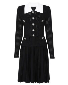 Knitted diamond spring and autumn slim long sleeve dress