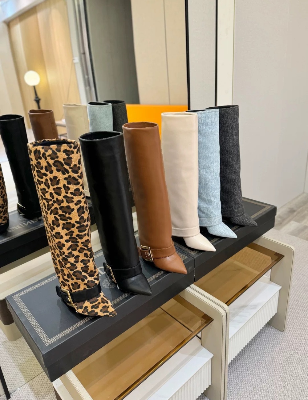 Metal long tube boots European style large yard women's boots