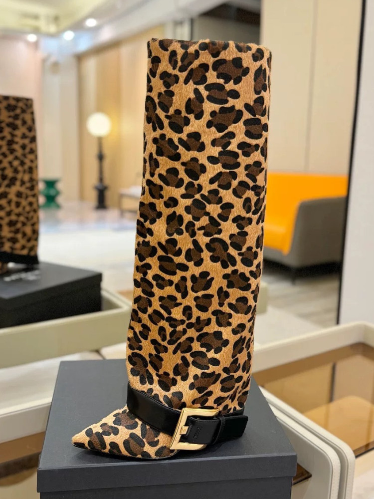 Metal long tube boots European style large yard women's boots