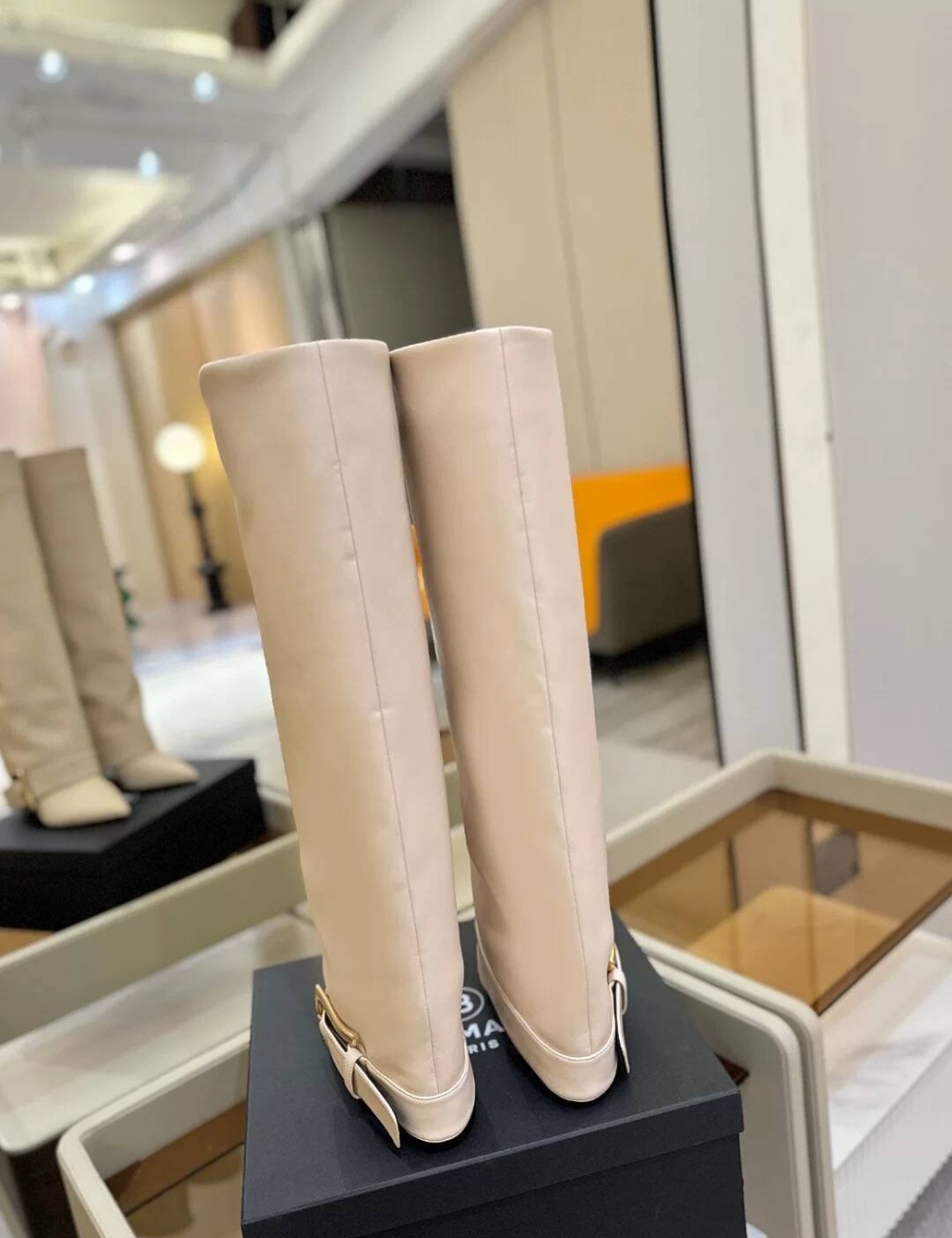 Metal long tube boots European style large yard women's boots