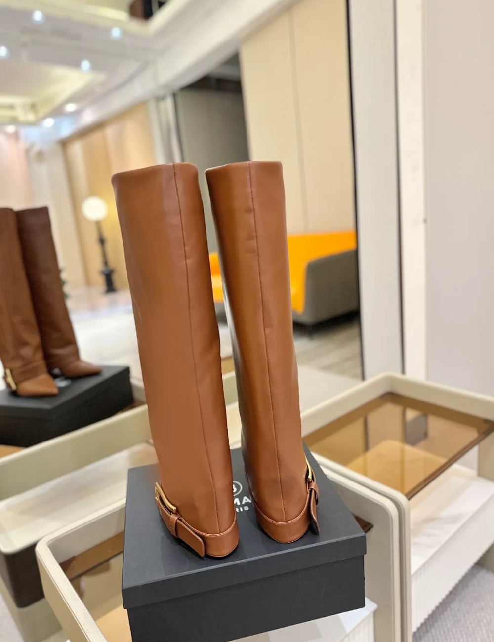 Metal long tube boots European style large yard women's boots