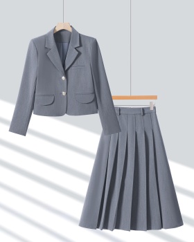 Long sleeve profession coat overalls skirt a set