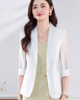 Short sleeve overalls business suit profession coat for women