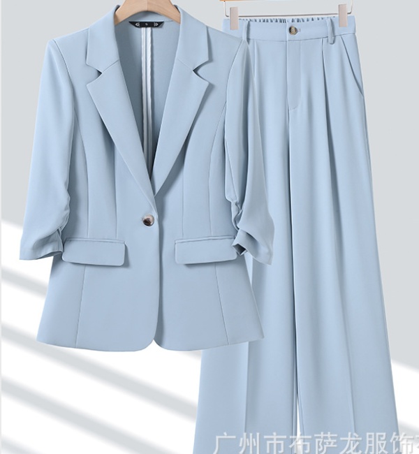 Short sleeve suit pants overalls coat a set for women