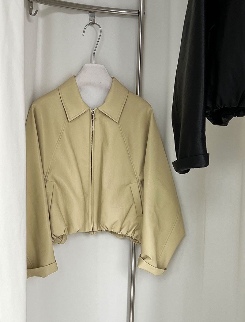 Korean style lapel leather coat niche jacket for women