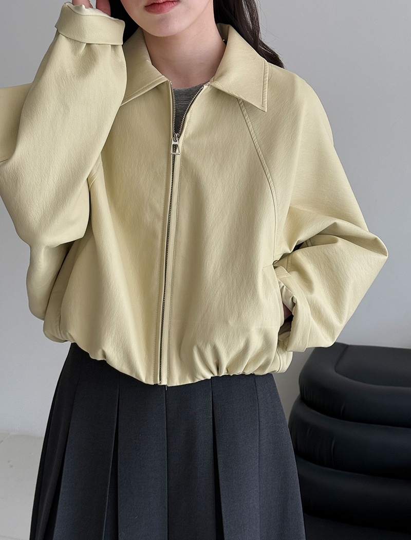 Korean style lapel leather coat niche jacket for women