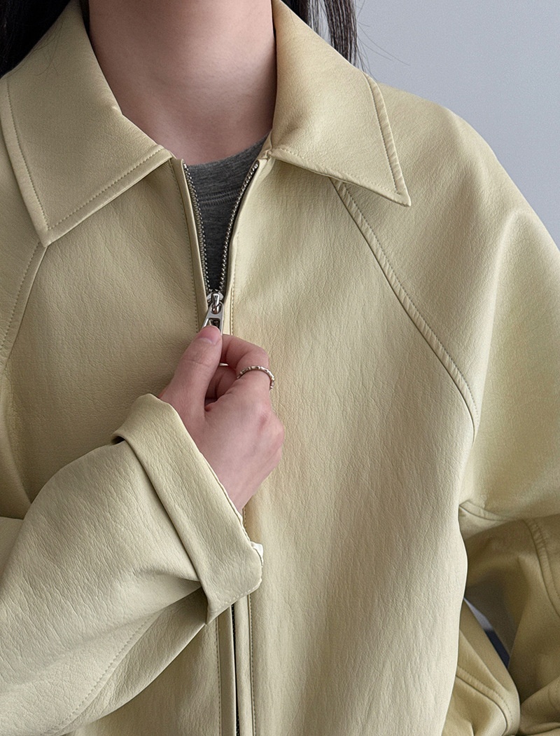 Korean style lapel leather coat niche jacket for women