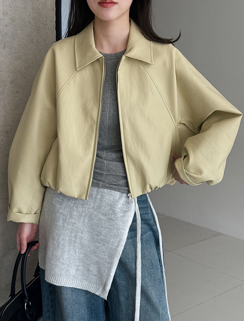 Korean style lapel leather coat niche jacket for women