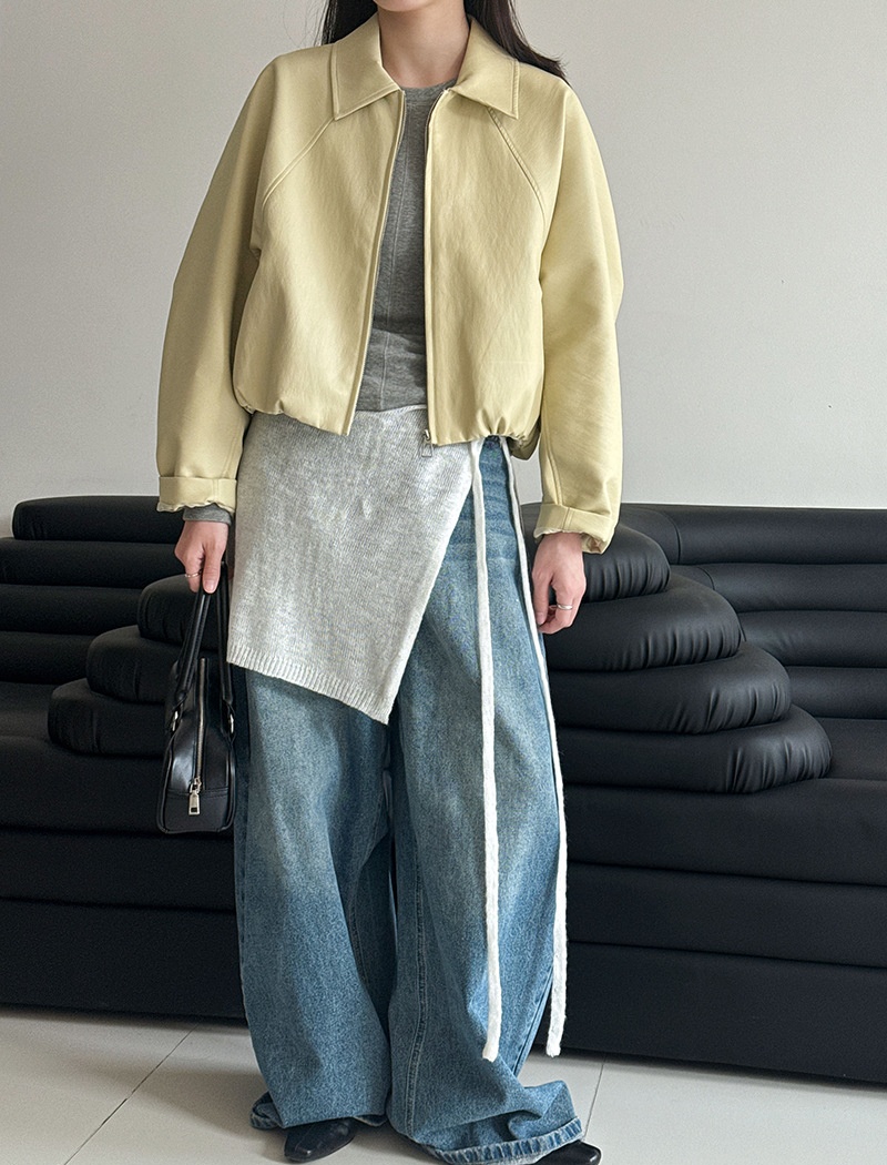 Korean style lapel leather coat niche jacket for women