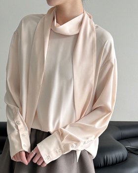 Light streamer small shirt satin spring shirt for women