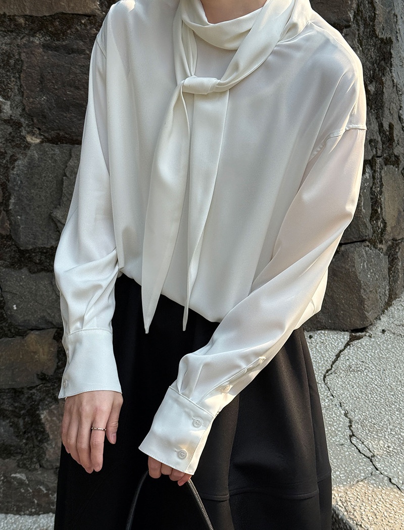 Light streamer small shirt satin spring shirt for women