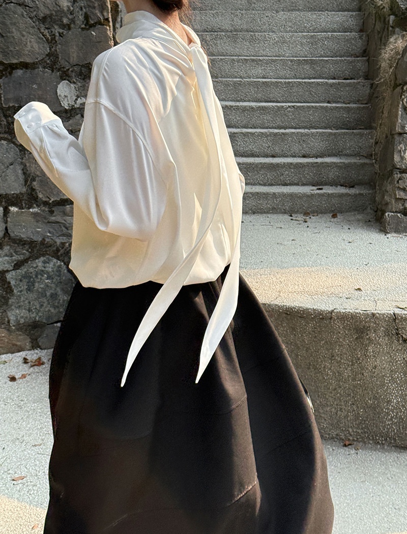 Light streamer small shirt satin spring shirt for women