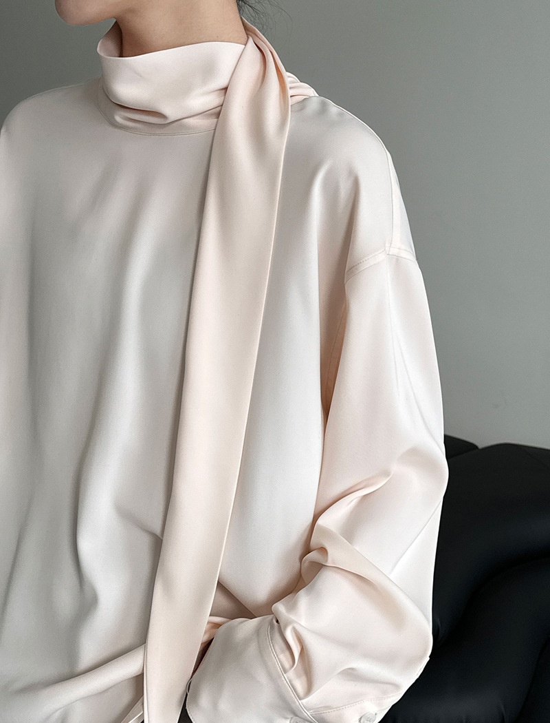 Light streamer small shirt satin spring shirt for women