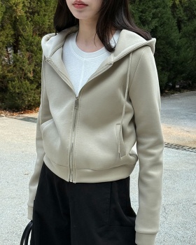 Short hooded zip hoodie Casual sports coat for women