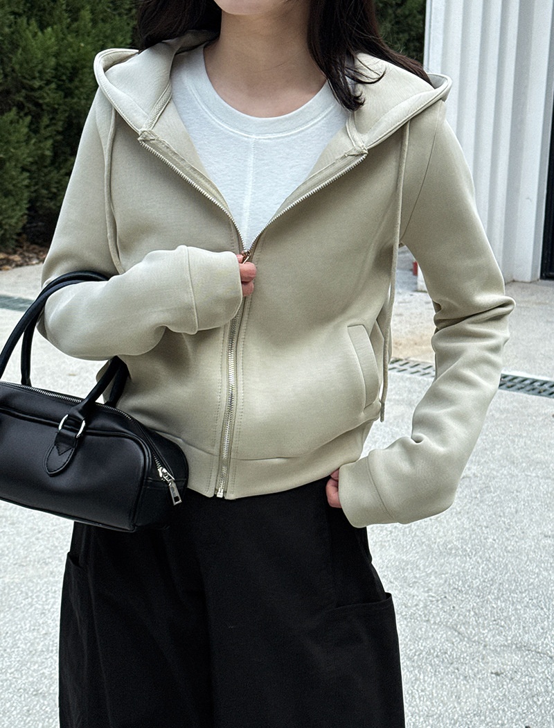 Short hooded zip hoodie Casual sports coat for women