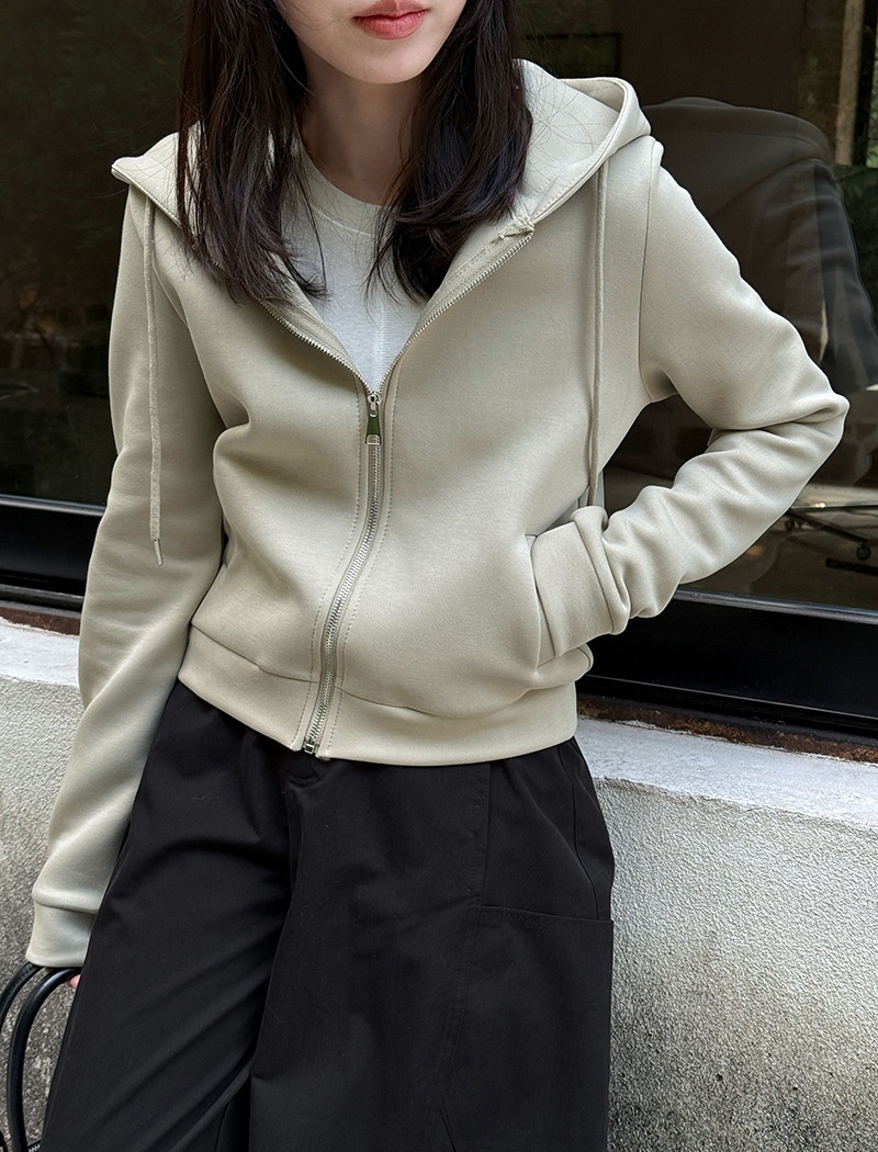 Short hooded zip hoodie Casual sports coat for women