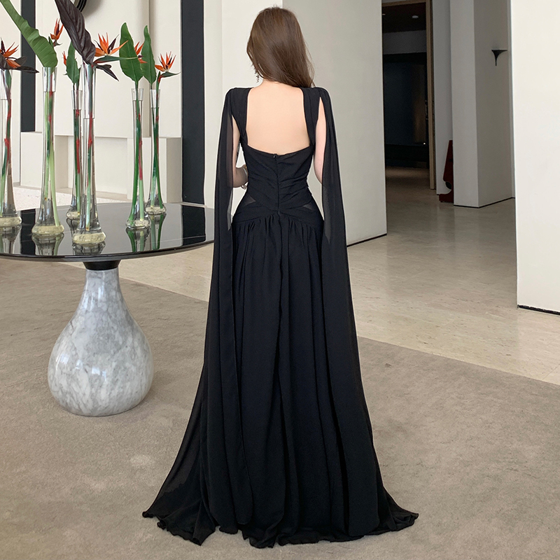 Black vacation formal dress halter sexy long dress