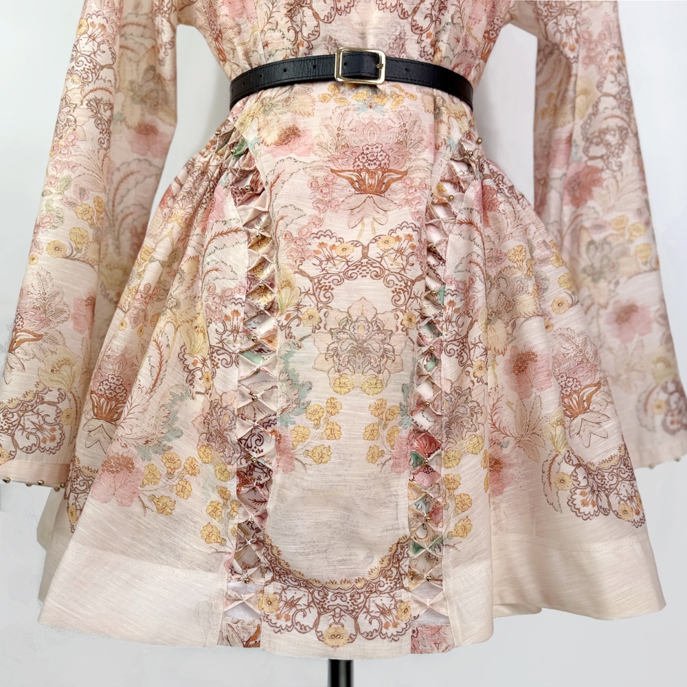 Thick and disorderly mini dress bow T-back