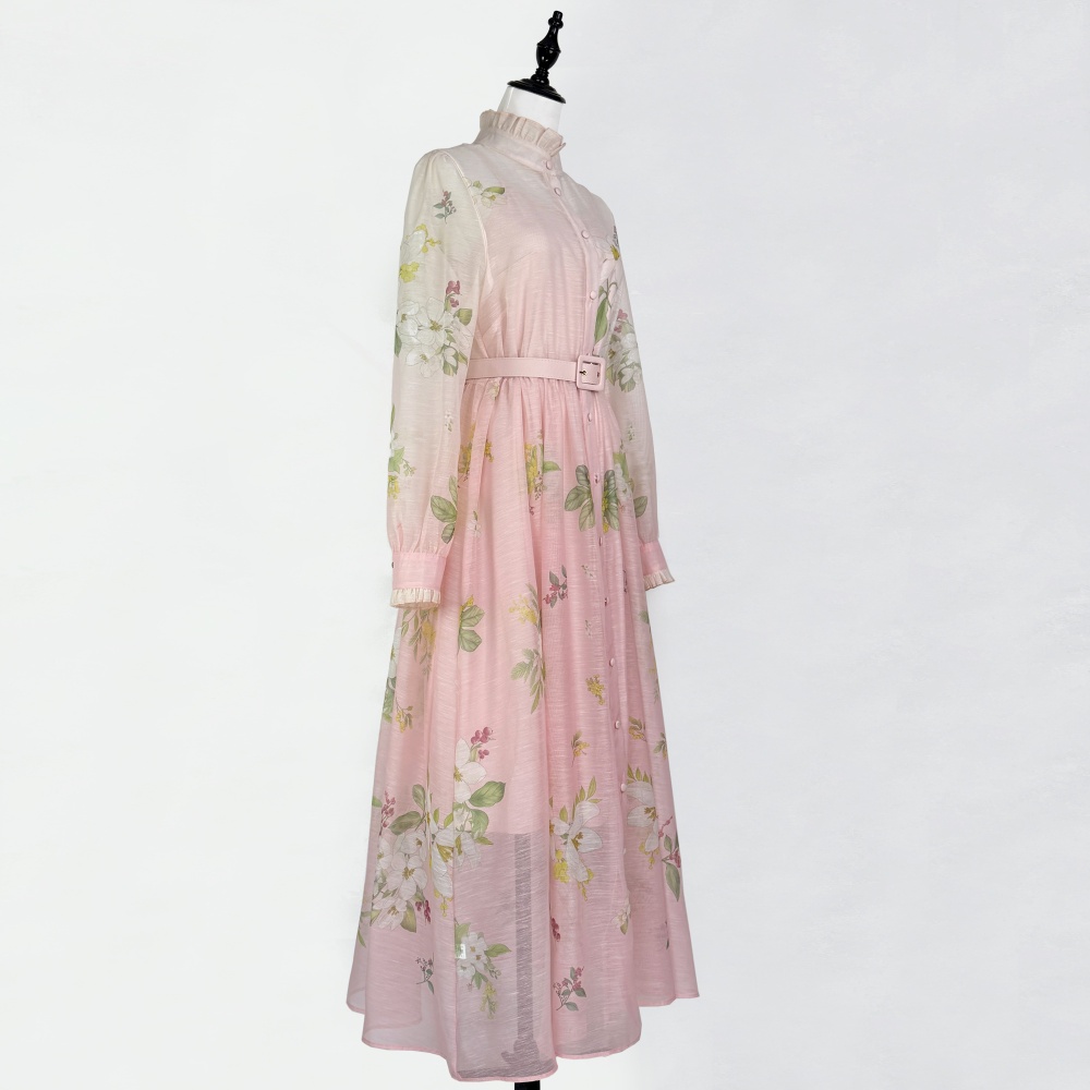 Elegant single-breasted slim big skirt dress for women