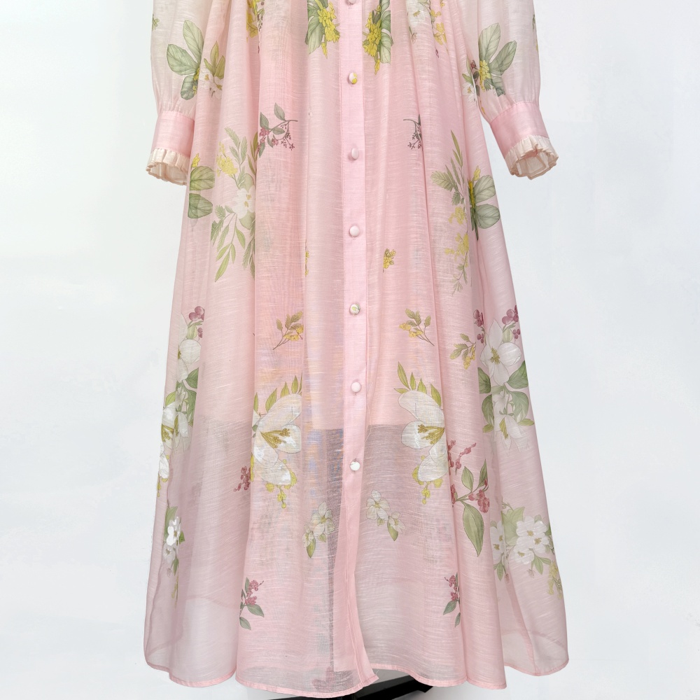 Elegant single-breasted slim big skirt dress for women