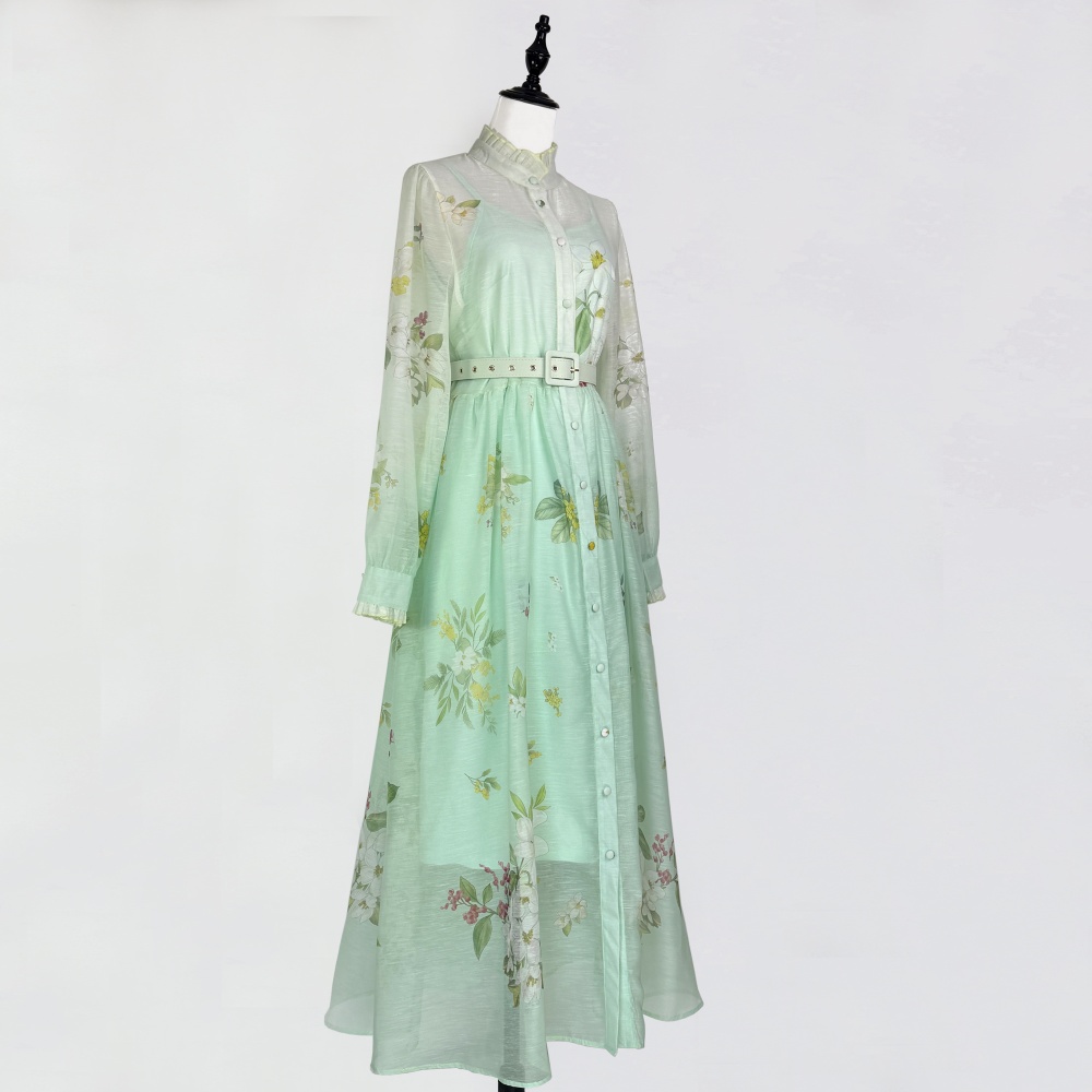 Elegant single-breasted slim big skirt dress for women