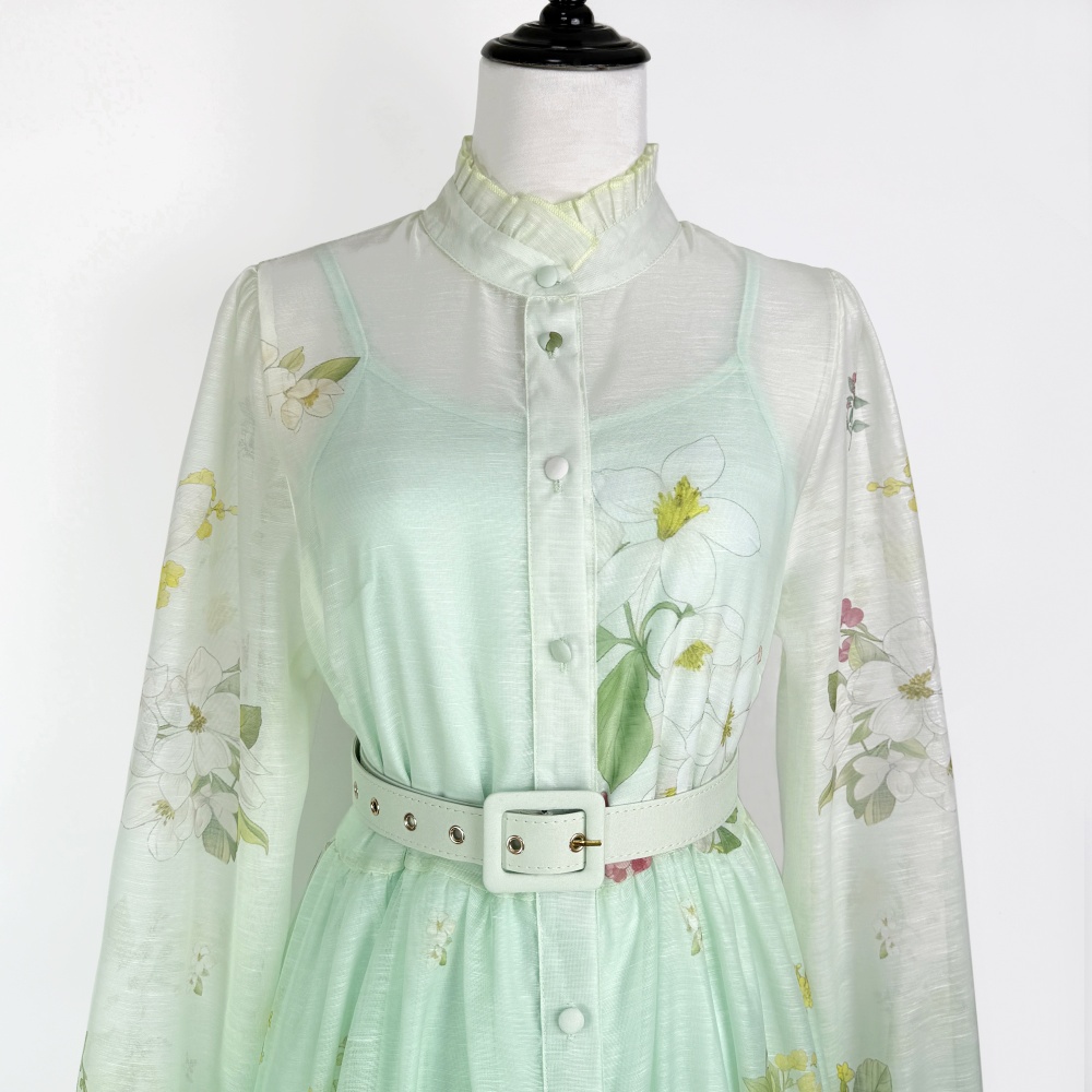 Elegant single-breasted slim big skirt dress for women