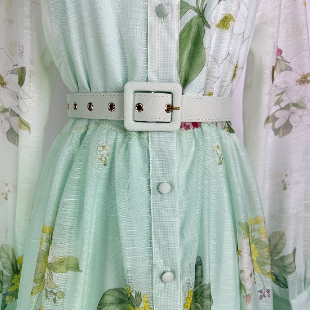 Elegant single-breasted slim big skirt dress for women