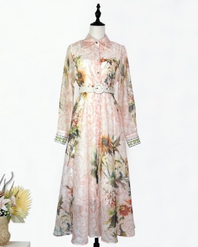 Lantern sleeve spring and summer long dress