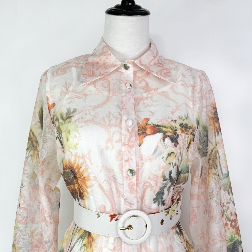 Lantern sleeve spring and summer long dress