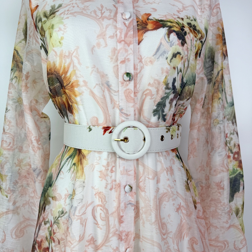 Lantern sleeve spring and summer long dress