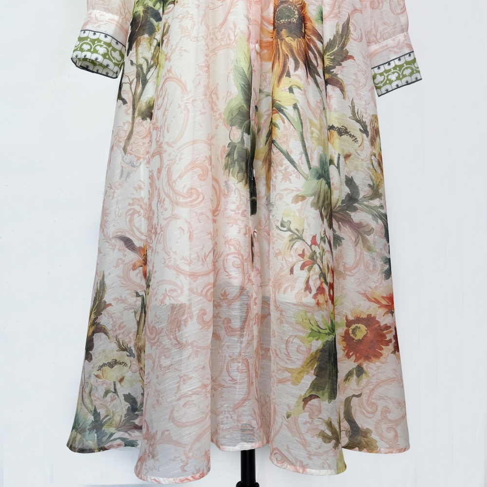 Lantern sleeve spring and summer long dress