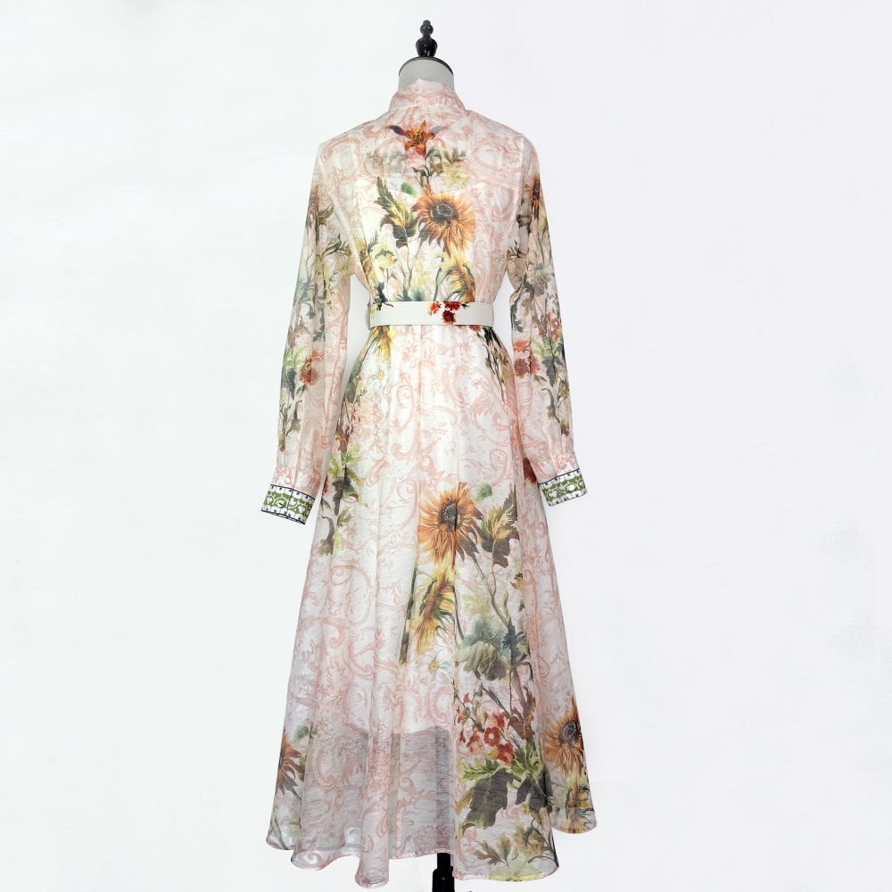 Lantern sleeve spring and summer long dress