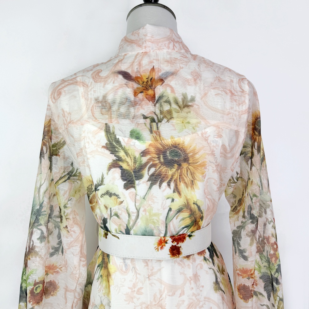 Lantern sleeve spring and summer long dress