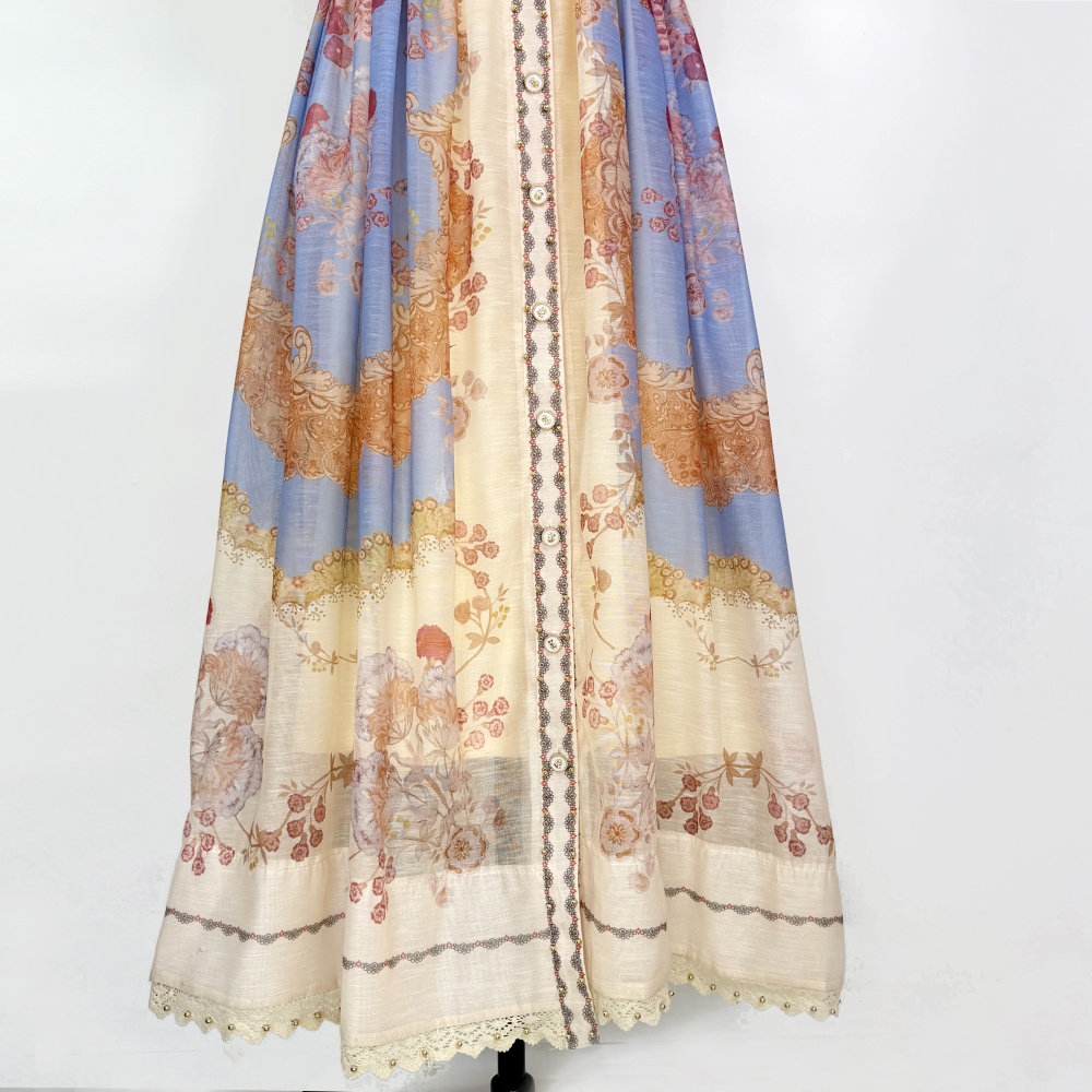 Lapel hollow dress European style big skirt belt