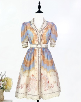 Thick and disorderly retro dress lace hollow T-back