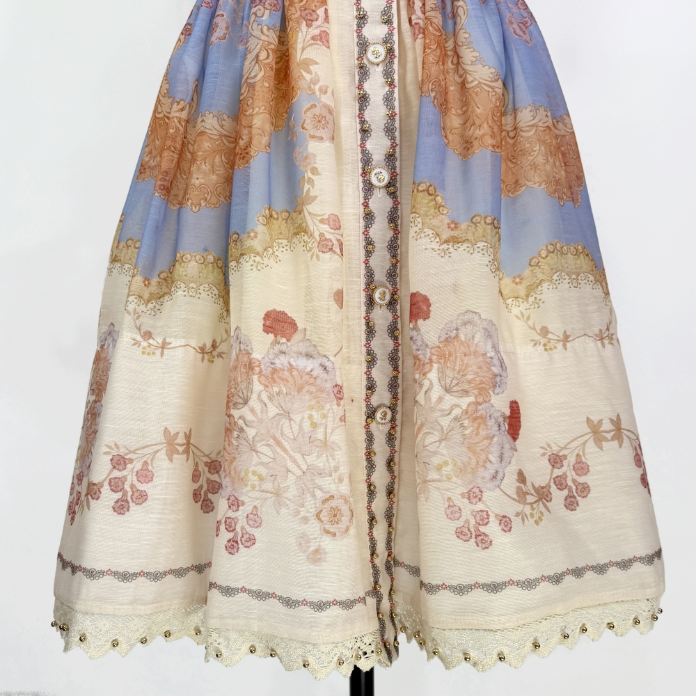 Thick and disorderly retro dress lace hollow T-back