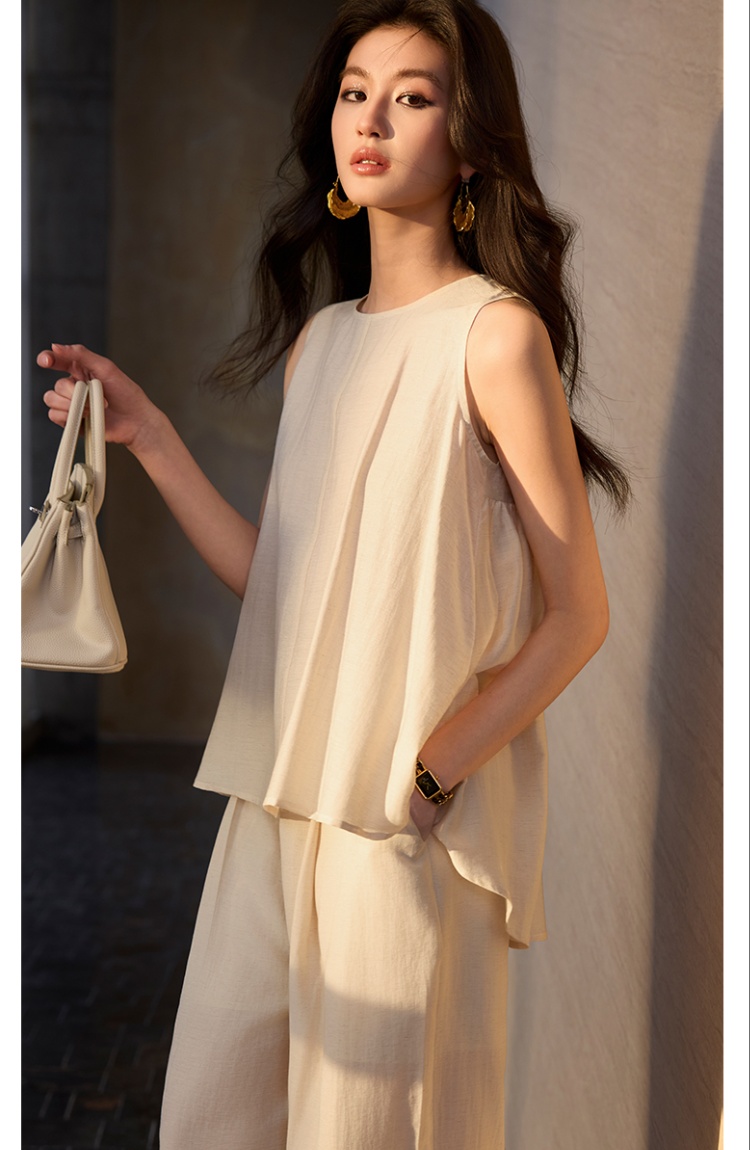 Profession thin tops summer casual pants a set for women