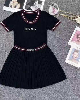 Show young sweater college style tops 2pcs set for women