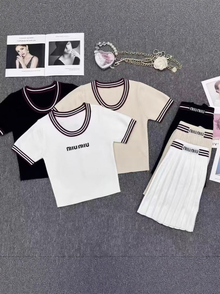 Show young sweater college style tops 2pcs set for women