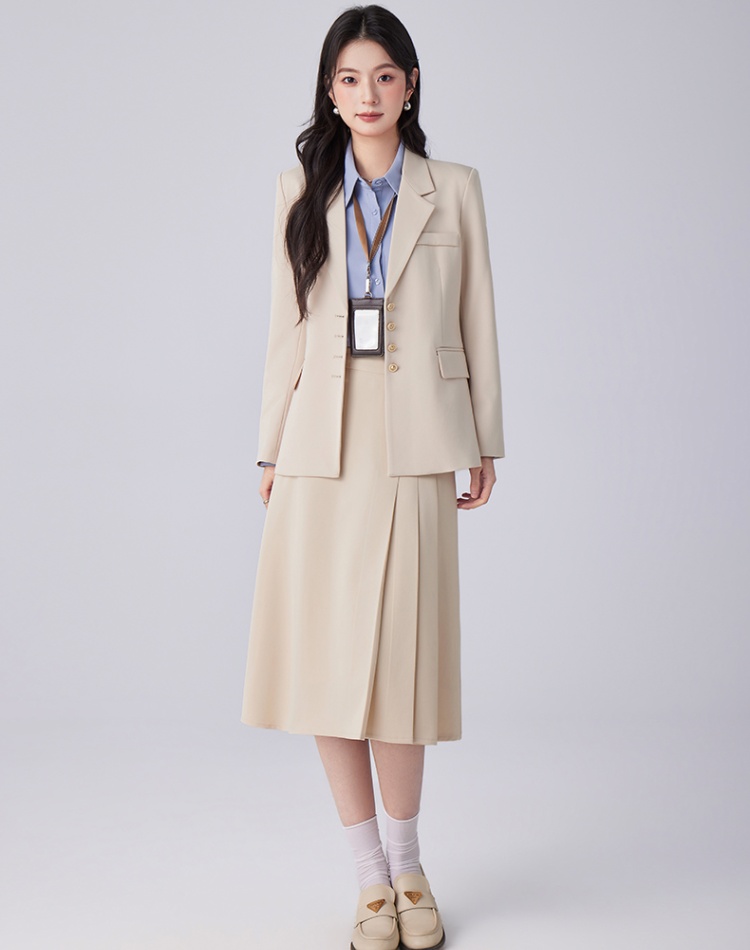 Beige business suit spring and summer skirt a set
