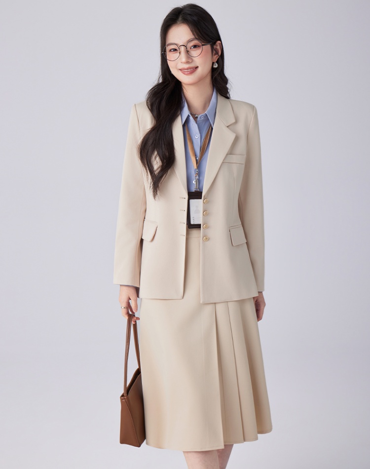 Beige business suit spring and summer skirt a set
