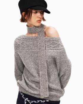 Lazy wool sweater wear sloping shoulder scarves